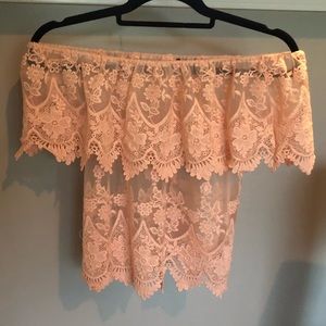 Chloah Sheer Off the Shoulder Lace Top